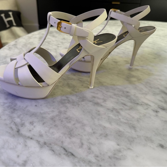 Yves Saint Laurent Women's White Tribute Platform Heels - Picture 4 of 5